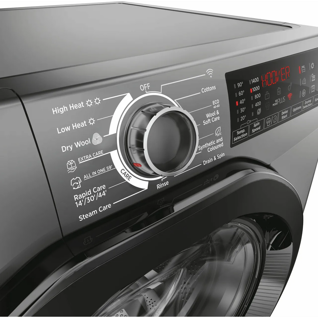 Hoover H-WASH&DRY 350 H3DPS4966TAMBR80 Wifi Connected 9Kg / 6Kg Washer Dryer with 1400 rpm - Graphite - D Rated [Wash&Dry], A Rated [Wash Only] (EX-DISPLAY/B)